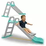 JAMARA 460549 Rutsche Funny Slide – aus robustem Kunststoff, Rutschauslauf für sanfte Landungen, Breite Stufen und Sicherheitsgriffe, Stabilisierungsseil, grau