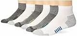 Amazon Essentials Herren Sportliche Knöchelsocken, Atmungsaktiv, Baumwollmischung, Gepolstert, 6 Paar, Grau/Weiß, 41-45