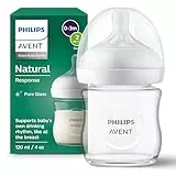 Philips AVENT Babyflasche Natural Response aus Glas - 120 ml Babyflasche, BPA-frei für neugeborene Babys ab 0 Monaten (Modell SCY930/01)