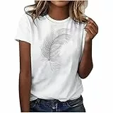 Battnot T Shirt Damen T-Shirts Weiß Kurzarm Blusen Baumwolle Tshirt Locker Oberteile Schwarzes Elegant T-Shirt Oberteil Sportshirt Sommer Bluse Shirts Frauen Schwarz Tops Rundhals Sport Tshirts S-3XL