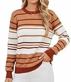 Ancapelion Damen Pullover Langarm Farbblock Chunky Sweater Weihnachten Rundhals Strickpullover Tops Strickwaren für Damen, C-Khaki, M