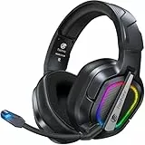 Fachixy Gaming Headset Wireless für PS4, PS5, PC, Mac, Laptop, Switch, 48H 2.4GHz Gaming Headset mit Noise Cancelling Mikrofon, Kabelloses Bluetooth kopfhörer mit LED-Lichtern, Surround Sound