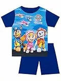 PAW PATROL Schlafanzug Jungen | Skye Und Marshall Schlafanzug Kurz | Kurzarm Schlafanzüge Für Jungen | Blau 98