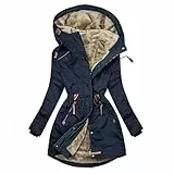 EMATOP black friday angebote 2023 Mantel Damen Lang Warm Gefüttert Winterjacke Elegant Langarm Pufferjacke Casual Baumwolle Steppjacke mit Kapuze Wintermantel Winter Fleece Winterparka Jacke