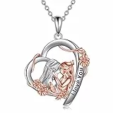 YAFEINI Mutter Tochter Kette Sterling Silber Mutter und Tochter Herz Halskette Weihnachten Geburtstag Anhänger Muttertag Kette Schmuck Geschenke für Mama Tochter