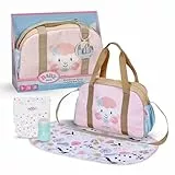 BABY born Wickeltasche, Puppenwickeltasche mit Blumen inkl. Wickelunterlage, Windel und Puderdose, Rosa