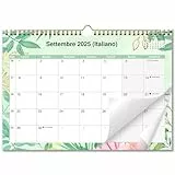 AEYAKA Wandkalender 2025 2026 Kalender, Monatlicher Hängender, 16 Monate September 2025 - Dezember 2026 mit Ferienübersicht, Mond, 30 cm x 43 cm Italienisch