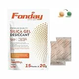 20Gram x 15Packet Fonday Rechargeable Silica Gel Desiccant Packets Food Grade Fast Reactivate Moisture Indicating Orange to Green