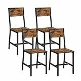VASAGLE Esszimmerstühle, Küchenstühle, 4er Set, Metallrahmen, für Esszimmer, Wohnzimmer, Küche, vintagebraun-tintenschwarz LDC093K02