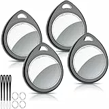QCOQ Air Tracker Tags 4er Pack, Schwarz | Smart KeyFinder Tag Kompatibel mit Apple Wo ist? APP (iOS NUR) mit Schlüsselband, Koffer Tracker für Gepäck/Taschen/Key, Austauschbarer Akku