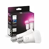 Philips Hue White & Color Ambiance E27 LED Glühbirne, 1100lm, 16 Mio. Farben, dimmbar, steuerbar via App und Stimme, kompatibel mit Amazon Alexa, 2er Pack, alte Generation