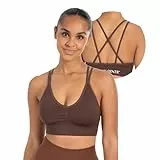 SMILODOX Damen Sport BH Katrin Scrunch - Shaped Fit Top - Blickdicht, V-Ausschnitt, Fester Halt, herausnehmbare Cups, elastisch - Schöner Rückenausschnitt - Ideal für Fitness, Yoga, Workout