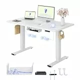 FLEXISPOT Höhenverstellbarer Schreibtisch mit 2 Motoren & 25MM einteiliger Tischplatte,ergonomischer Bürotisch - 120 x 60 cm Weiß, weißes Gestell