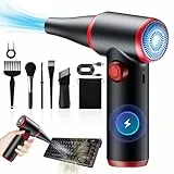 ATEngeus Elektrische Staubgebläse, Druckluftspray Staubgebläse mit stufenloser Geschwindigkeit, 100500 U/min Air Duster, Tastatur Reinigung Luftspray mit LED-Licht für Laptop, PC, Bürogeräte,Sofa
