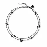 GD GOOD.designs Fußkettchen Herz Schwarz für Damen - Wasserfest I Mehrreihige Fußkette - Verstellbar I Filigraner schwarzem Edelstahl Fußschmuck