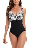 AOQUSSQOA Damen Badeanzüge Monokini Rückenfrei Bademode Swimsuit für Damen Einteiler Badeanzug(Zebra, XXL)