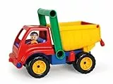 Lena 04150 - Aktive LKW Kipper, Baustellenfahrzeug ca. 27 cm, robuster Kipplaster mit Haltegriff und beweglicher Spielfigur, Muldenkipper Set, Spielfahrzeug für Kinder ab 2 Jahre