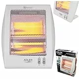 Adler AD 7709 Quarz-Heizung, Heizstrahler, Heizung, 2 Heizstufen 400/800 W, Umkippschutz, 2 Quarzlampen, Tragegriff, Raumheizung, Heizgerät für Büro Wohnmobil Camping Zuhause, weiß, 1,1 m Kabel
