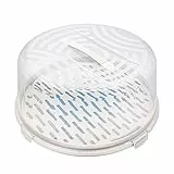 BranQ - Home essential runder Kuchenbehälter mit hoher Abdeckung, praktischem Tragegriff und mit Kühleinsatz, Kunststoff (PP) BPA-frei, creme/transparent, 334 x 156 mm