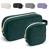 KALIDI Schminktasche Damen Cord Make Up Tasche Kosmetiktasche Tragbar mit Fächern MetallreißVerschluss Kosmetiktaschen Reise Makeup Organizer Make-up Bag Kulturtasche für Frauen Mädchen