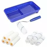 ELEPRUC Farbroller Wandfarbe, 12 Teilig Farbwalze Set Klein mit Malerrolle + Farbwanne +Griff, Lackrollen Für Lacke, Maler Set, Malerzubehör, Malerwalze für MöBel Malerei und Renovierung(Blau)
