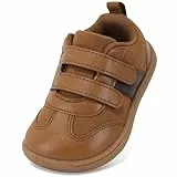 STQ KIDS Jungen Schuhe Breiter Zehenraum Kleinkinder Lauflernschuhe rutschfeste Kinder Sneakers Weiche Leicht mit Haken- und Schlaufenband Braun 21 EU Weit