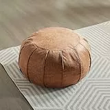 Louis Donné Unstuffed Runde Pouf Ottoman, Supersoft Handgefertigte Faux Dekor Pouf Ottoman Abdeckung, Aufbewahrungslösung, Fußlehne, Fußhockel, Pouffe Sitz oder Balkon Büro Indoor (Braun)