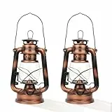Petroleumlampe, 2PCS Retro Outdoor Sturmlaterne, 25CM Öllampe für Camping, Garten, Zuhause und Deko (2er Set Bronze)