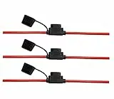 Offgridtec 6mm² Flachsicherungshalter für Kfz-Bladesicherungen, isoliertes Gummigehäuse mit wasserdichtem Deckel, 40A, 25cm Kabel, Überstromschutz für Fahrzeuge, Solar, Industrieanwendungen (3 Stück)