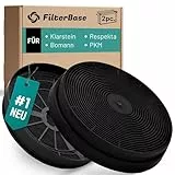 FilterBase® Aktivkohlefilter 2 Stück für Respekta MIZ0023 | Klarstein Zarah Zelda Zola Balzac Aurora Aurica 10029385 10029387 10029388 10013866 10013867 10013868 | Bomann KF561