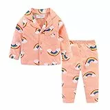 Mud Kingdom Große Mädchen Collared Pyjama Set Nette Regenbogen Nachtwäsche Rosa 9 Jahre
