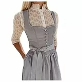 Dress heimatgwand Dirndl Dirndl mit Kragen Festliche Kleider für Hochzeit komplettsets Trachtenhose kurz Hellbraun türkis Oktoberfest trachtenshorts haarreifen Damen elegant dinerdl