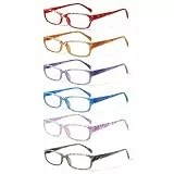 COJWIS 6 pack Lesebrille Blaulichtfilter Brille für Damen Federscharnier Lesehilfe Blendfreie UV Brille Leserbrille (Mehrfarbig-5, 0.75, x)