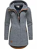 Ragwear Damen leichter Sweat Übergangsmantel lang windabweisend mit Kapuze Letty Intl. Blue22 Gr. M
