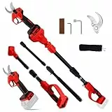 Akku Astschere mit Stange, 2-In-1 Kabellose Gartenschere Kompatibel mit Milwaukee 18V Akku, 30mm Schnittdurchmesser Baumschere mit Ersatzklinge für Gärtnern und Baumschnitt, Verlängerung 2m(Ohne Akku)