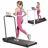 JAGJOG 2 in 1 Laufband für Zuhause, Walking Pad Klappbar, 2,5 PS Laufband mit Armlehnen, LED-Anzeige und Fernbedienung, 120KG, Geräuscharme für Zuhause/Büro (Rotes)