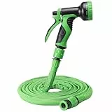 Navaris Flexibler Gartenschlauch 3,75-7,5m - mit 10 Funktionen Brause und Schnelladaptern - Wasserschlauch flexibel dehnbar - Wasser Garten Schlauch