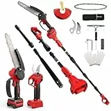 8 Zoll Mini Kettensäge mit Teleskopstange & 28 mm Elektro Gartenschere, 4-in-1 Gartenwerkzeug Set Kompatibel mit Milwaukee 18V Batterie, Maximale Reichweite bis 4m(Keine Akku)