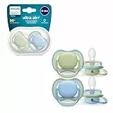 Philips AVENT ultra air Schnuller – Leichte, atmungsaktive Schnuller für Babys im Alter von 0–6 Monaten, BPA-frei mit Transportbehälter als Sterilisator, 2er-Pack, Modell SCF085/21
