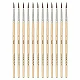 Idena 90089 - Haarpinsel, Größe 6, mit unlackiertem Holzstiel, 12er Set, Malpinsel für Schulkinder Hobbykünstler