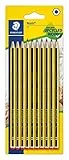 STAEDTLER Bleistift Noris 120, Made from Upcycled Wood, Härtegrad HB, Rutschfeste Soft-Oberfläche, hohe Buchfestigkeit, hohe Qualität Made in Germany, Blisterkarte mit 10 Stück, 120-2BK10D