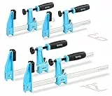 SHALL Schraubzwingen Set 4 Stück,Spannweite 150/300mm, Spannkraft 272kg(660 Pfund), Aus Edelstahl,Präzises Fixieren von Holzwerkstücken