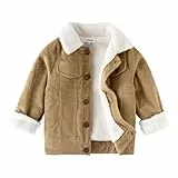 Volunboy Baby Jungen Cordjacke mit Sherpa-Innenfutter, Fleece Gefüttert Gepolsterte Corduroy Winterjacke(2-3 Jahre,Größe 95,Khaki)