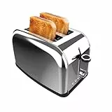 Cecotec Vertikaler Toaster 2 Kurzschlitze Toastin' time 850 Inox Lite, 850 W, 2 Scheiben Brot, 3,8 cm breiter Schlitz, Brötchenaufsatz und Krümelschublade, Edelstahl