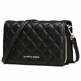 cotwoco Damen Handy Umhängetasche - Gesteppte Crossbody Taschen Handtasche Vegan Leder Crossbody Bag Schultertasche Kleine Abendtasche Reisepass Handytasche mit Geldbeutel Kartenfächer, Schwarz