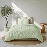 Dreamzie Bettwäsche Set 155x220 Mako Satin - Grün - Bettbezüge 155x220 cm mit 1 Kissenbezüge 80x80 cm - Oeko-Tex Zertifiziert - Bettwäsche 155x220 Baumwolle 2teilig