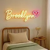 Neon Schild, Personalisiert LED Leuchtschilder, Customisable Wanddekoration Neonschilder für Bar Schlafzimmer Hochzeit Geburtstag Party Geschäft Salon Lichtzeichen 5V/12V Netzadapter