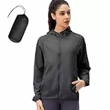 Bavooty Damen Wasserdichte Faltbar Regenjacke mit Kapuze,Leicht Atmungsaktive Windbreaker Jacke,Fahrradjacke für Frauen Fahrrad Sport Outdoorjacke