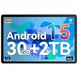 Whitedeer Android 15 Tablet 10 Zoll, Tablet mit 30GB RAM+128GB ROM, Octa Core, Widevine L1, Wi-Fi 6G/BT 5.3, 6200mAh, Computermodus unterstützt - Grau