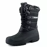 Knixmax Damen Schneestiefel Winterstiefel Warme Gefüttert Hoch Winterschuhe Rutschfest Wasserdicht Gummilaufsohle Schwarz Gr.39 EU